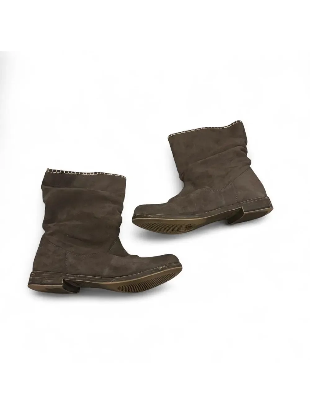 Coolway Spain Brown Suede Slouch Stitch Detail Boots EU38/US7.5